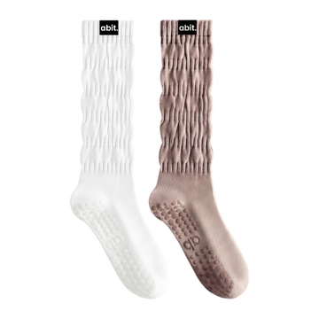 abit.of Grip Socks 2-Pairs (White+Brown)