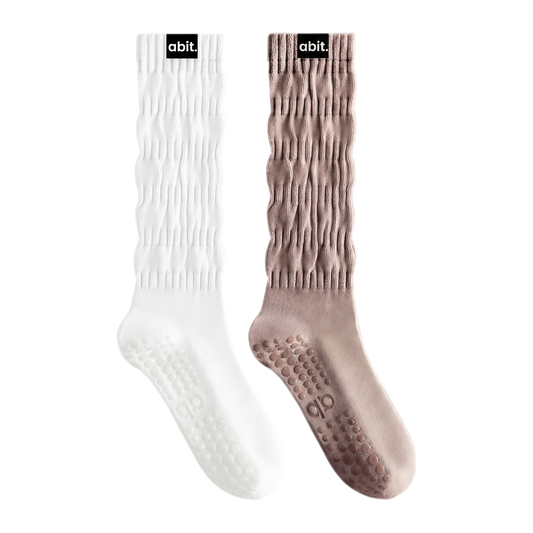 abit.of Grip Socks 2-Pairs (White+Brown)